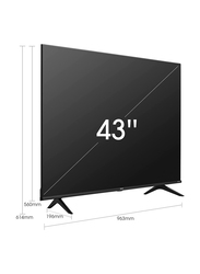 Hisense 43-Inch 4K UHD Digital Vidaa Smart TV, 43A6GTUK, Black