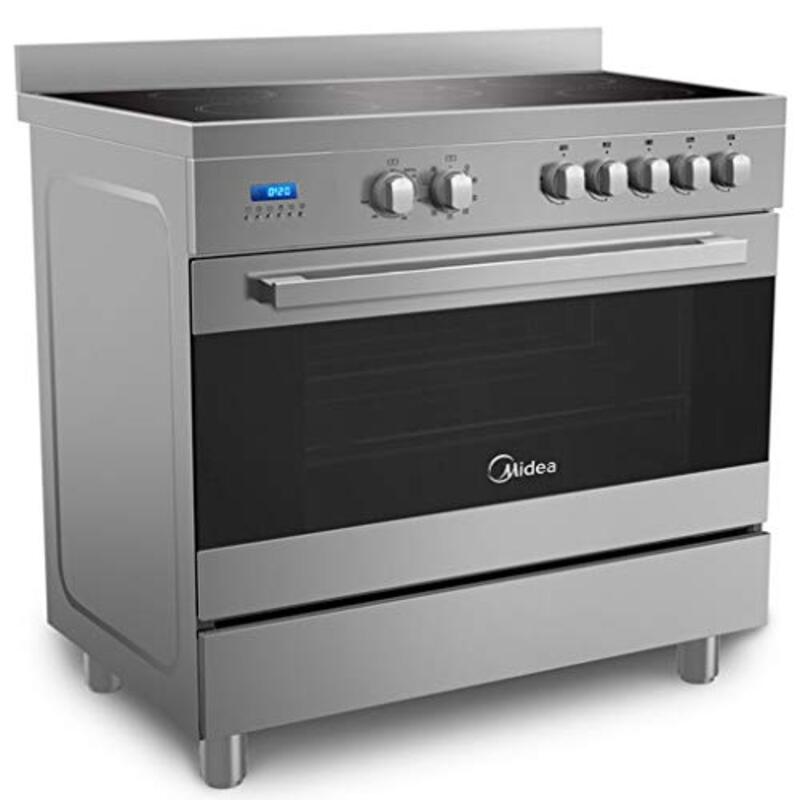 

Midea 89.5 x 59.5cm 5 Burner Free Standing Electric Cookers, VSVC96048, Silver