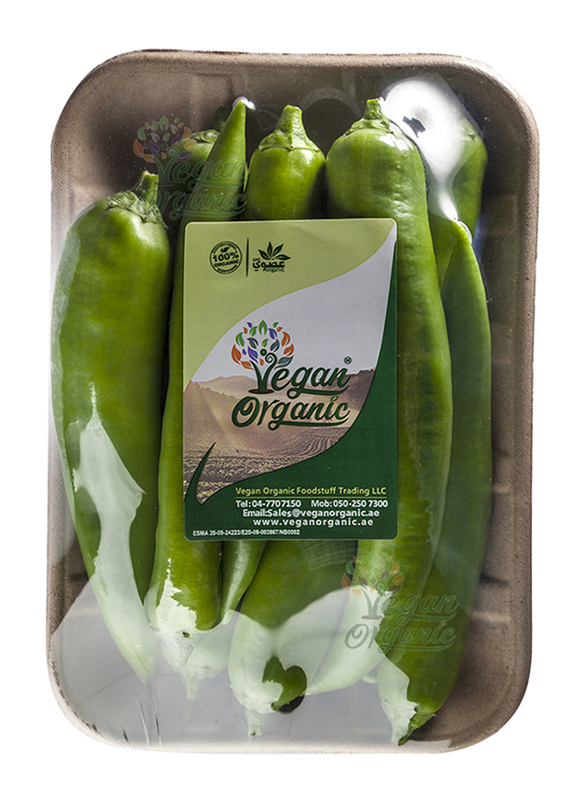 Vegan Organic Green Chili Pepper, 350g