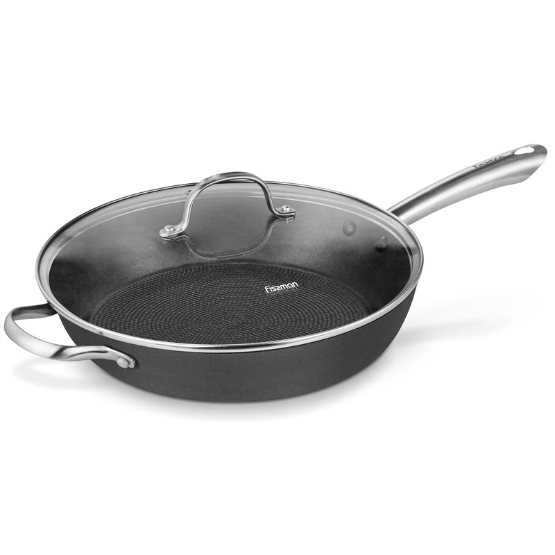 

Fissman 30cm Melita Round Deep Frying Pan with Glass Lid, 30x8 cm, Black