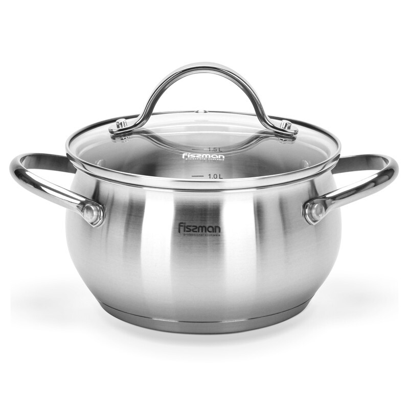 

Fissman 1.8L Martinez Stainless Steel Stock Pot with Glass Lid, 16x9cm, Silver