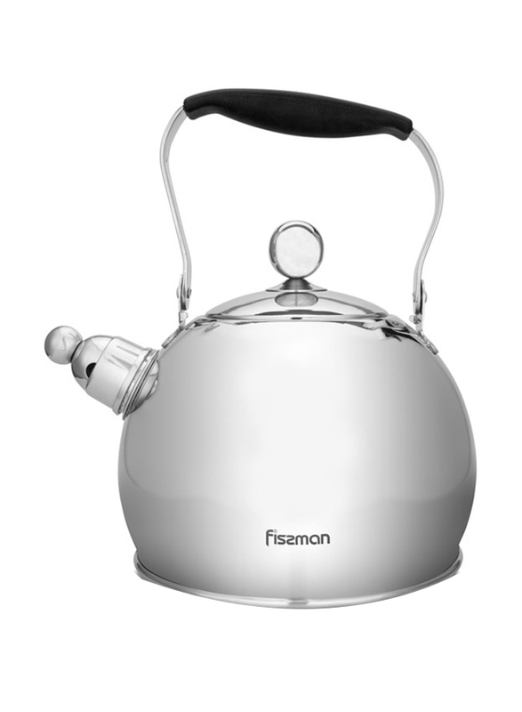 

Fissman 3.0L Stainless Steel Whistling Kettle, ELIS, Silver/Black
