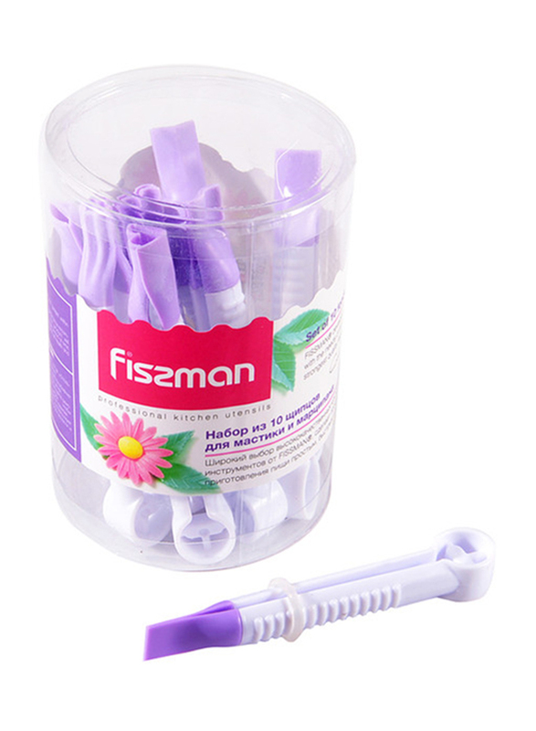

Fissman 10-Piece Plastic Fondant Crimpers, 10 x 1.2 cm, White/Purple