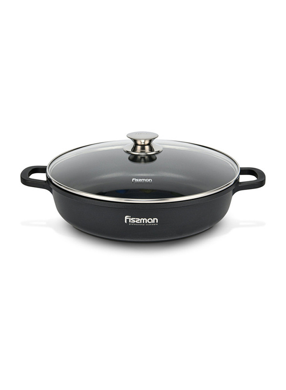 

Fissman 4 Ltr Non-Stick Round Shallow Casserole, Greta, 29.5x10x29.5 cm, Black