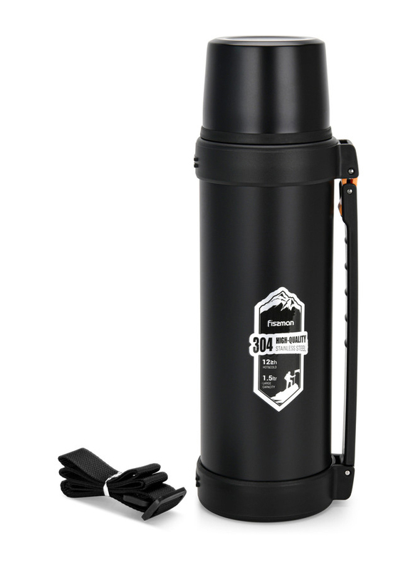

Fissman 1500ml Stainless Steel Double Wall Vacuum Flask, Black