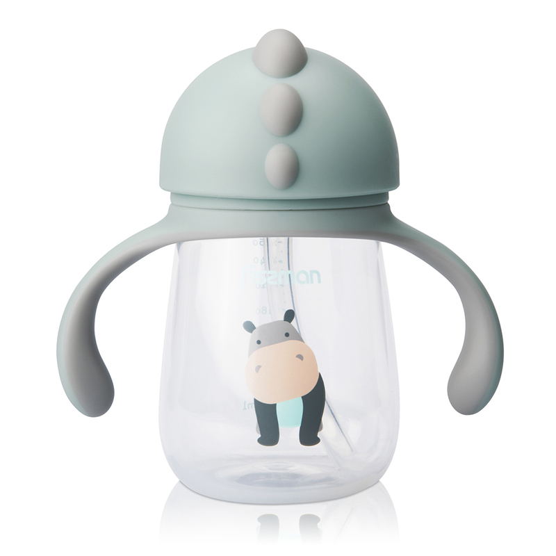 

Fissman Baby Fox Design Training Baby Feeding Sippy Cup, 260ml, Clear/Grey