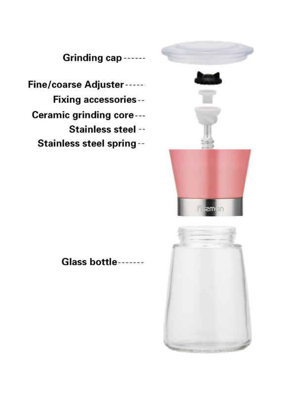 

Fissman Ceramic Salt & Pepper Mill Grinder, Pink/Clear