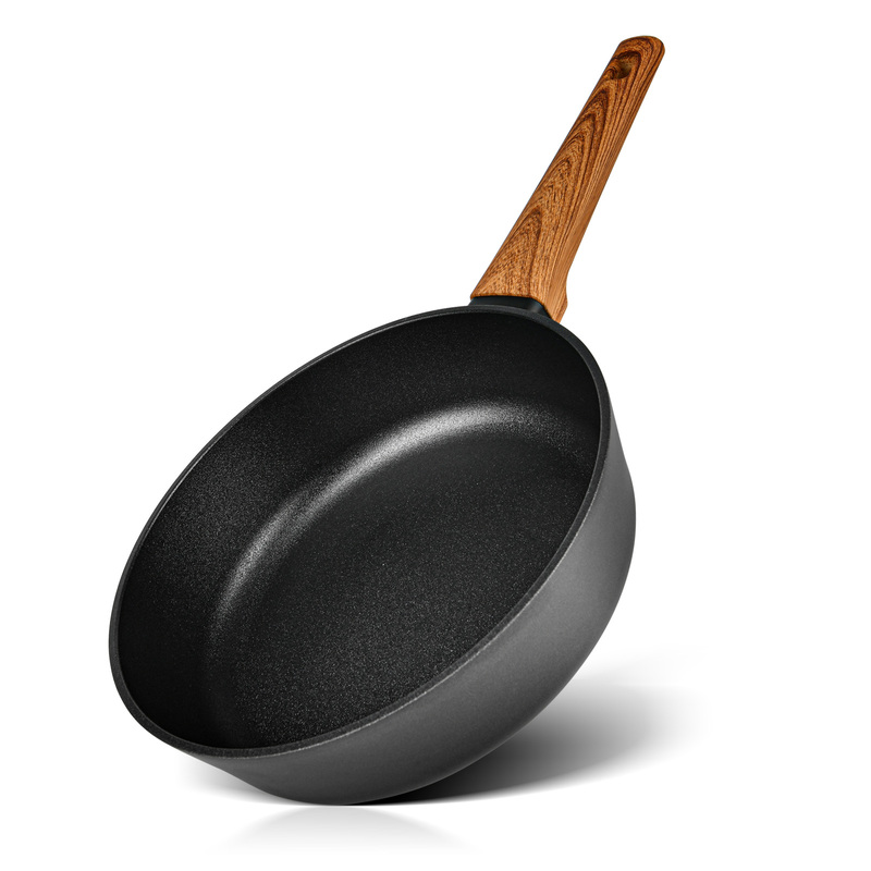 

Fissman 24cm Vega Non-Stick Aluminium Round Deep Frying Pan with Double Screw Handle, 24x6.8 cm, Black