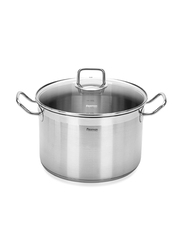 Fissman 26cm Tahara Stainless Steel StockPot with Glass Lid, 5307, 35x17x26, Silver