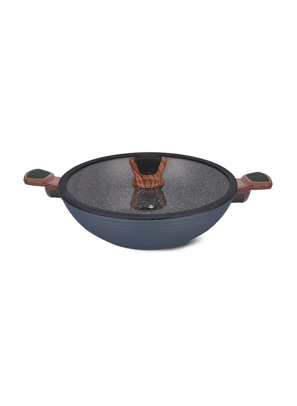 

Fissman 3.6 Ltr Non-Stick Round Wok, Diamond, 41x28x13 cm, Blue