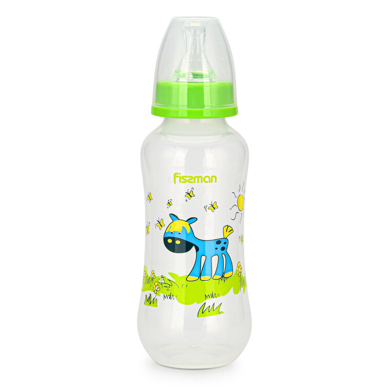 

Fissman Food Grade Baby Plastic Feeding Bottle, 300ml, Green/Clear