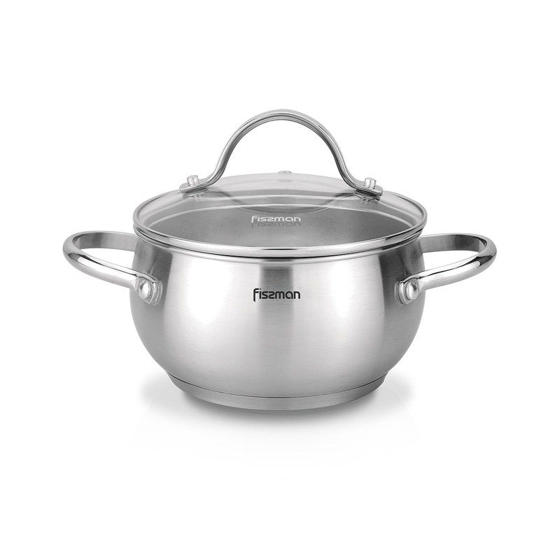 

Fissman 20cm Martinez Stockpot Stainless Steel with Glass Lid, 20x11 cm, Silver