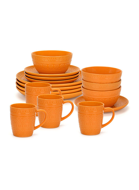 

Fissman 16-Piece Set of Dinnerware Motif Series, Orange