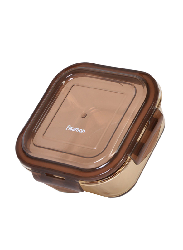 

Fissman Borosilicate Glass Container with PP Lid, 13 x 13 x 5 cm, 520 ml, Brown