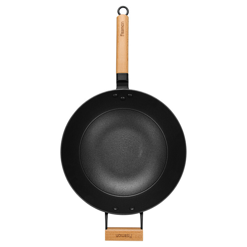 

Fissman 4L Cast Iron Wok with Helper Handle & Glass Lid, 30x16.5cm, Turquoise