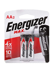 Energizer Max AA Alkaline Batteries, 2 Pieces, Black/Silver