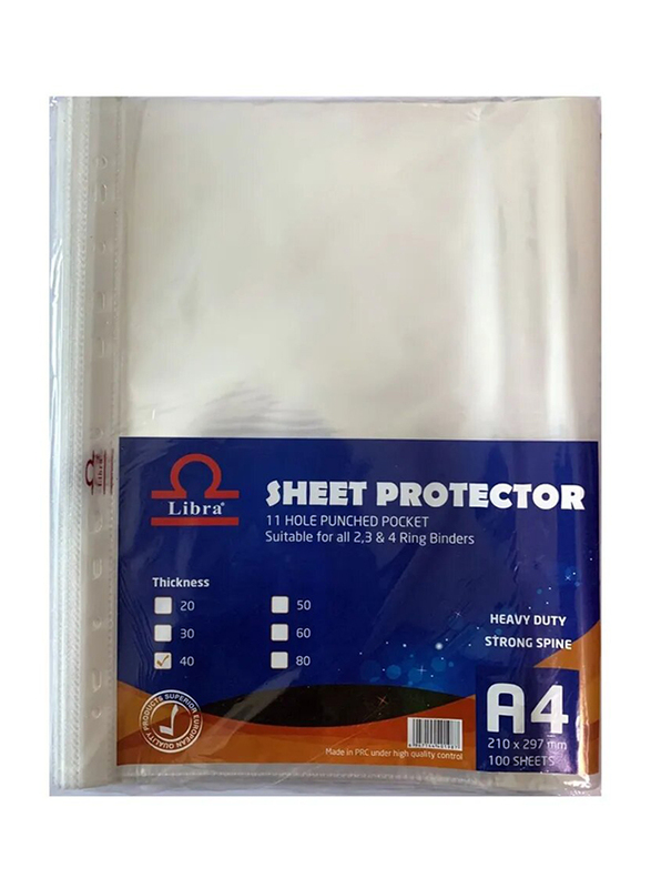

Libra 11 Hole Punched Pocket, A4 Size, 100 Sheet, Clear