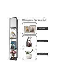 Suzberry Floor Lamp with Shelves for Living Room, White/Black