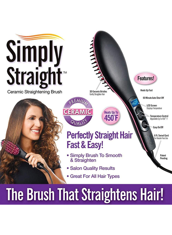 

Simply Straight Ceramic Hair Straightener Brush, Black