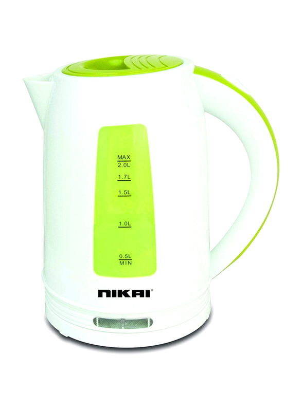 

Nikai 2.0L Plastic Cordless Kettle, 2200W, NK820N, White/Green