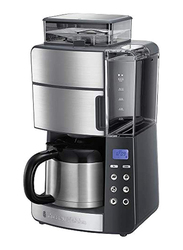Russell Hobbs Grind & Brew Coffee Machine with Grinder, 1000W, Silver/Black