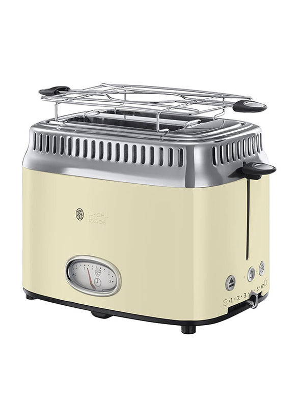 Russell Hobbs 2 Slice Retro Toaster, 1300W, Vintage Cream