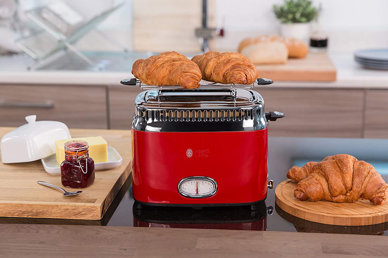 Russell Hobbs 2 Slice Retro Toaster, 1300W, Ribbon Red