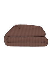 BYFT Tulip 100% Cotton Satin Stripe Duvet Cover, 300 Tc, 1cm, 245 x 265 + 30cm, King, Dark Brown
