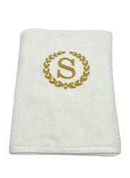 BYFT 100% Cotton Embroidered Monogrammed Letter S Hand Towel, 50 x 80cm, White/Gold