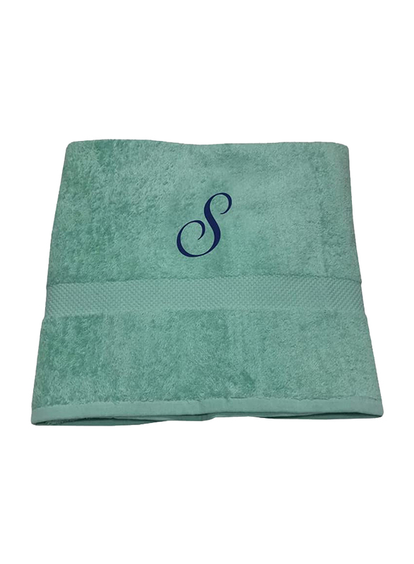 

BYFT 100% Cotton Embroidered Letter S Bath Towel, 70 x 140cm, Green/Blue