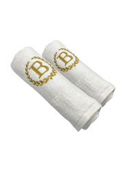 BYFT 100% Cotton Embroidered Monogrammed Letter B Bath Towel, 70 x 140cm, White/Gold
