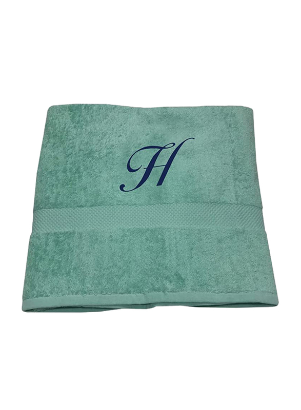 

BYFT 100% Cotton Embroidered Letter H Bath Towel, 70 x 140cm, Green/Blue