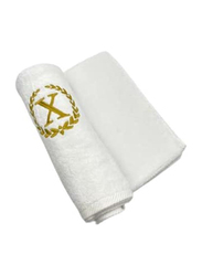 BYFT 100% Cotton Embroidered Monogrammed Letter X Bath Towel, 70 x 140cm, White/Gold