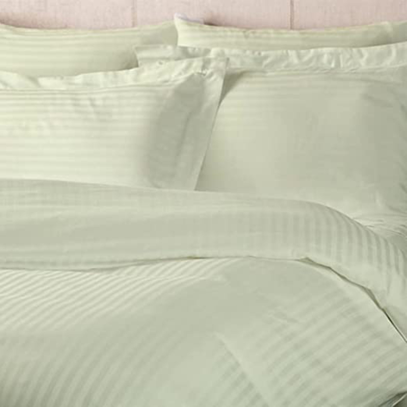 BYFT Tulip 100% Cotton Satin Stripe Duvet Cover, 300 Tc, 1cm, 225 x 245 + 30cm, Queen, Cream