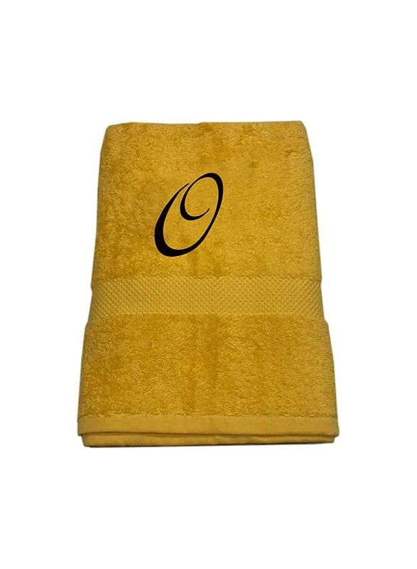 BYFT 100% Cotton Embroidered Letter O Bath Towel, 70 x 140cm, Yellow/Black