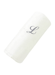 BYFT 100% Cotton Embroidered Letter L Hand Towel, 50 x 80cm, White/Silver