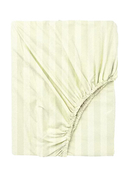 BYFT Tulip 100% Cotton Satin Stripe Fitted Bed Sheet, 300 Tc, 1cm, 90 x 210 + 30cm, Single, Cream