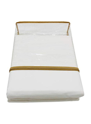 BYFT Orchard 100% Cotton Bedlinen Set, 1 Flat Bed Sheet + 2 Pillow Case + 1 Duvet Cover, Queen, White