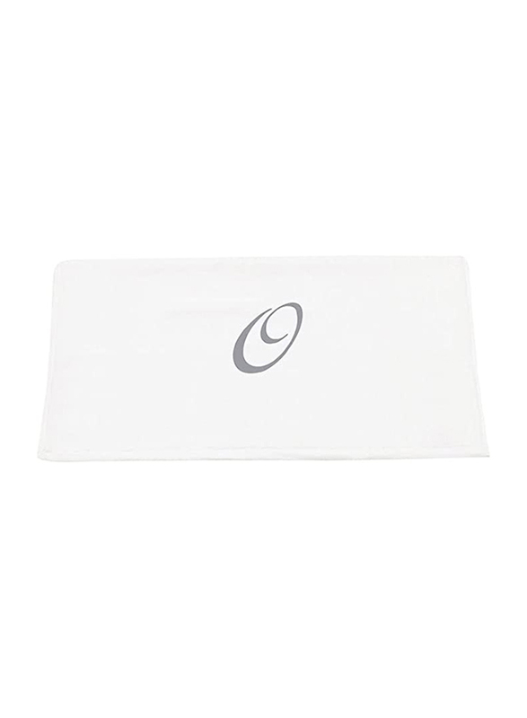 BYFT 100% Cotton Embroidered Letter O Bath Towel, 70 x 140cm, White/Silver