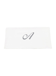 BYFT 100% Cotton Embroidered Letter A Bath Towel, 70 x 140cm, White/Silver