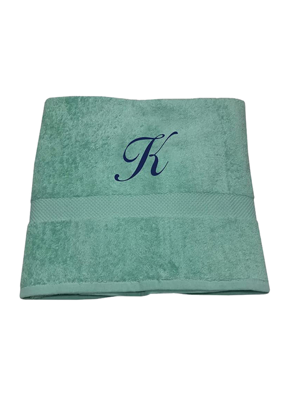 

BYFT 100% Cotton Embroidered Letter K Bath Towel, 70 x 140cm, Green/Blue