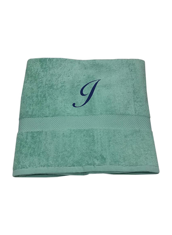 

BYFT 100% Cotton Embroidered Letter I Bath Towel, 70 x 140cm, Green/Blue