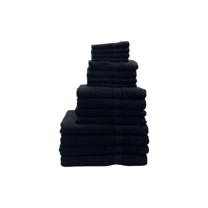 

BYFT Daffodil (Black) 100% Cotton Premium Bath Linen Set (4 Face, 4 Hand, 4 Adult Bath, & 4 Kids Bath Towels) Super Soft, Quick Dry, and Highly Absorb