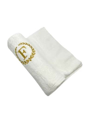 BYFT 100% Cotton Embroidered Monogrammed Letter F Bath Towel, 70 x 140cm, White/Gold