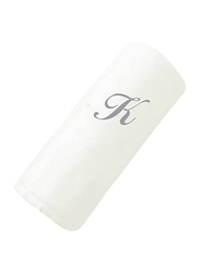 BYFT 100% Cotton Embroidered Letter K Hand Towel, 50 x 80cm, White/Silver