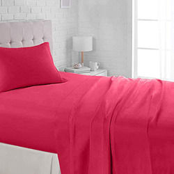 BYFT 4-Piece Orchard 100% Cotton Lightweight Bed Linen Set, 1 Flat Bed Sheet + 2 Pillow Cases + 1 Duvet Cover, Twin, Maroon