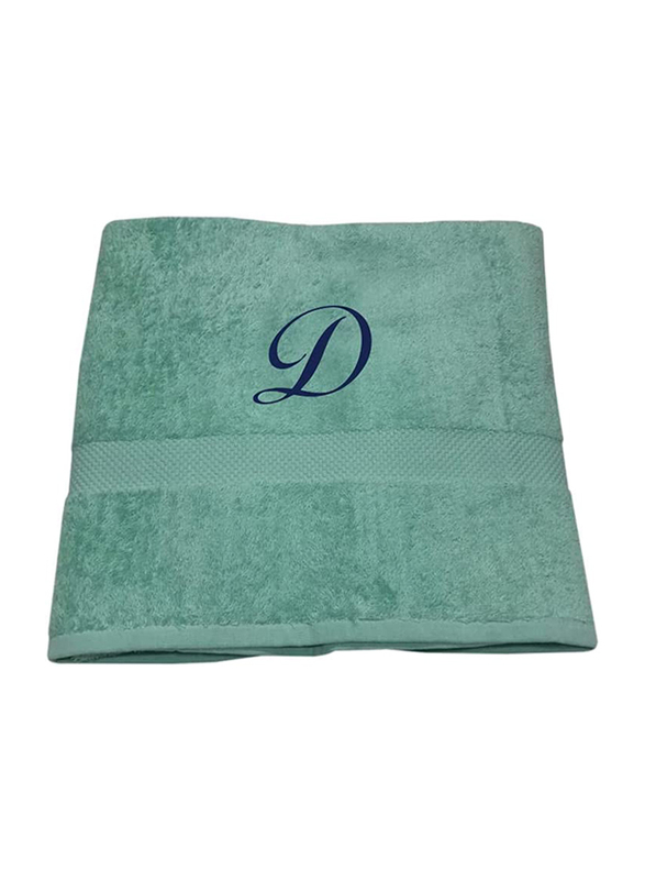 

BYFT 100% Cotton Embroidered Letter D Bath Towel, 70 x 140cm, Green/Blue