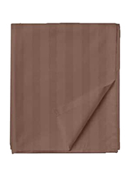 BYFT Tulip 100% Cotton Satin Stripe Flat Bed Sheet, 300 Tc, 1cm, 220 x 280cm, Queen, Dark Brown