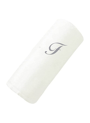 BYFT 100% Cotton Embroidered Letter F Hand Towel, 50 x 80cm, White/Silver