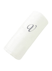 BYFT 100% Cotton Embroidered Letter V Hand Towel, 50 x 80cm, White/Silver